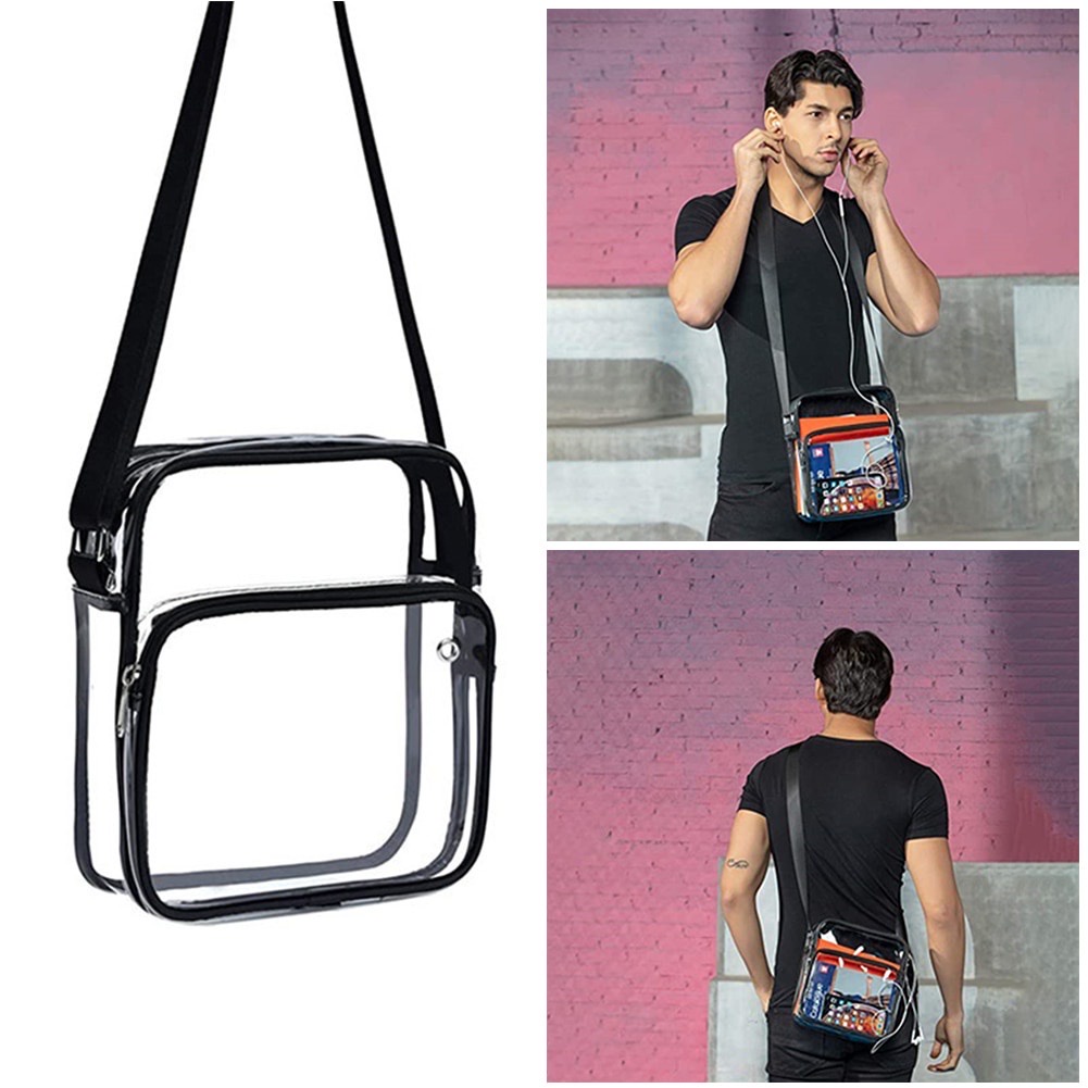 New - Hot 2023 Tas Selempang Bening Transparan PVC Casual Tas Messenger Selempang Bahu Olahraga Pria Pria Dompet Clutch Tote Ponsel Tahan Air Casual Fashion