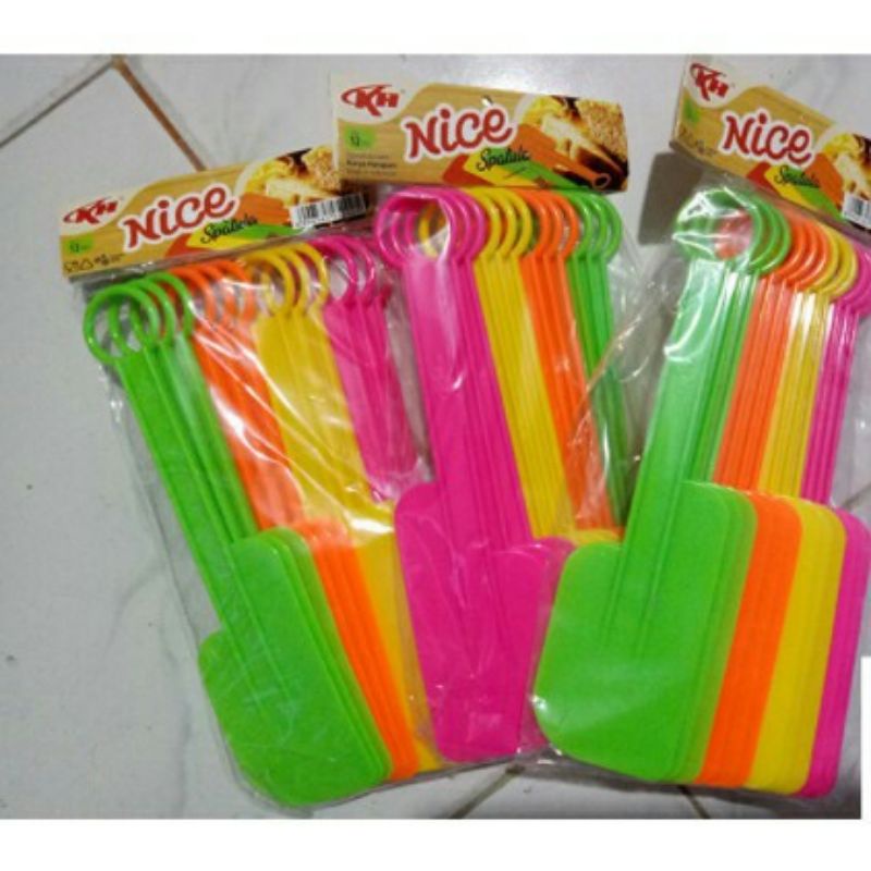 1 Lusin Spatula/Solet Plastik Warna Warni Kecil