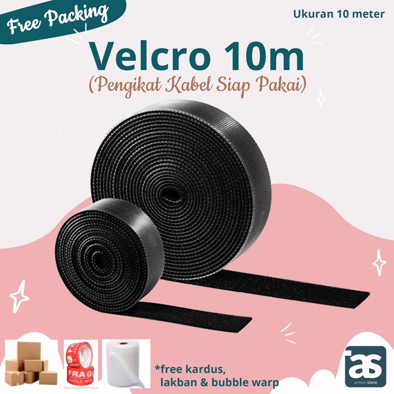 Velcro Pengikat Kabel Panjang 10 meter Strap Perekat Cable Ties 10m