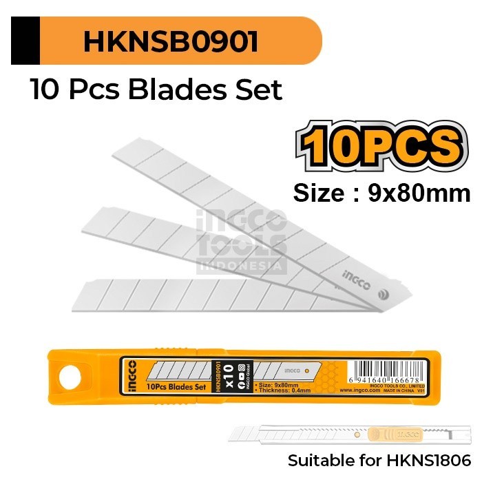 

Ingco HKNSB0901 Isi Cutter 10Pcs Box Blade 9mm Refill Kecil SK5 HKNSB 0901