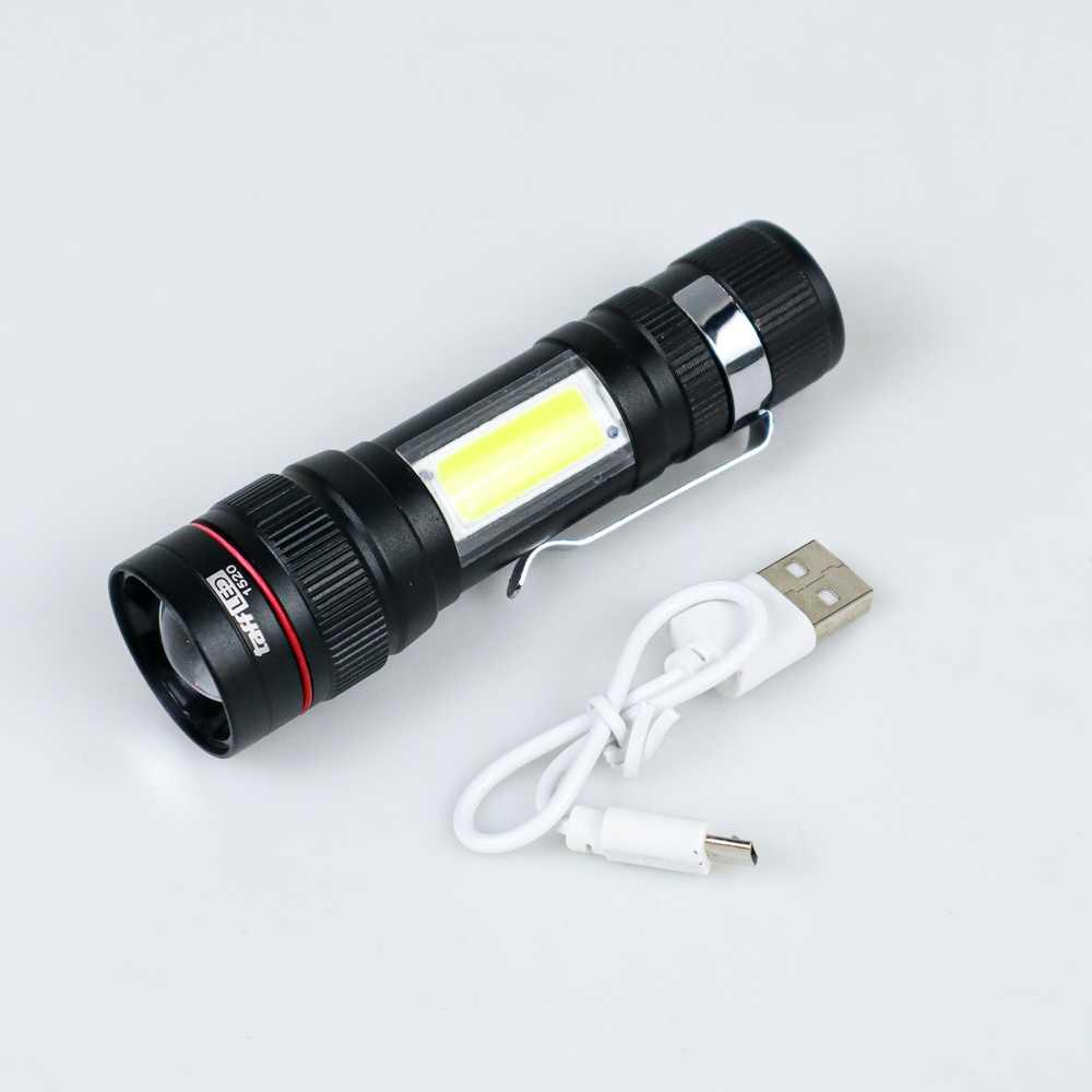 TaffLED Senter LED Outdoor USB Rechargeable XPE-T6 + COB 200 Lumens - 1520
