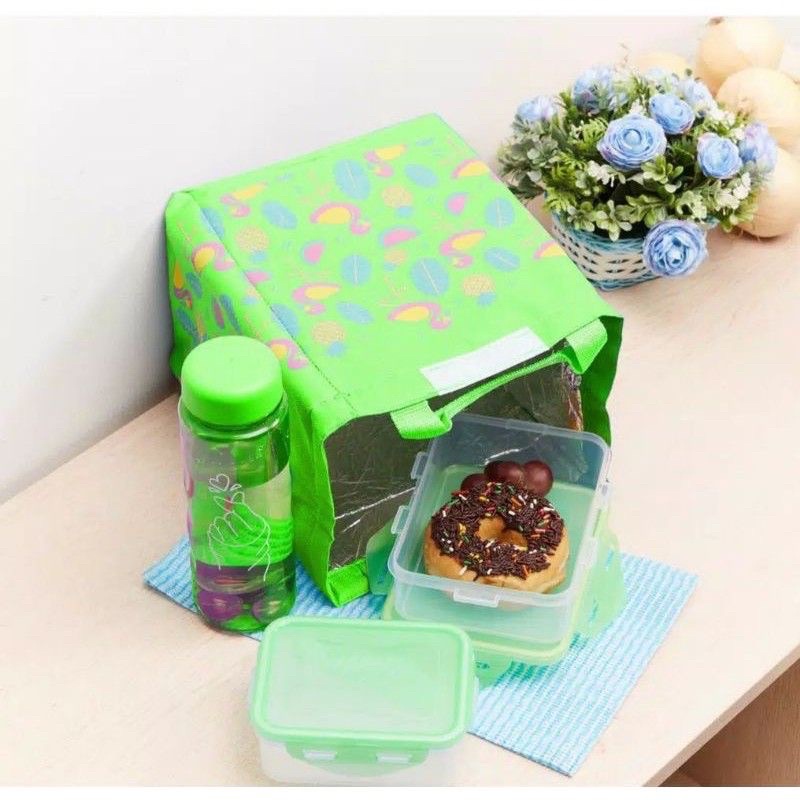 Kotak makan set / lunch box motif ikan / bekal makan / tempat makanan