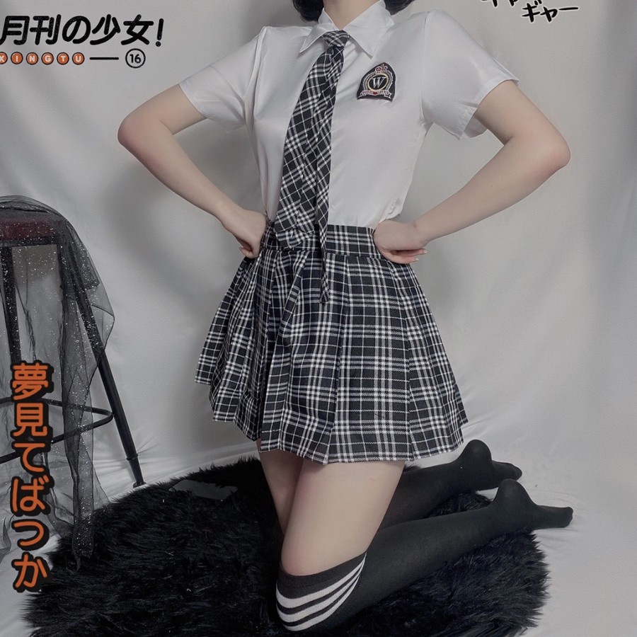 Set Cos Costume Student Jepang Uniform Lingerie Sexy Pelajar Dasi