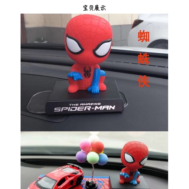 pajangan  mobil spiderman satuan bukan set Pajangan Dashboard Mobil Figure Bobble head Pajangan Goyang Avengers Superhero Batman Superman Spiderma