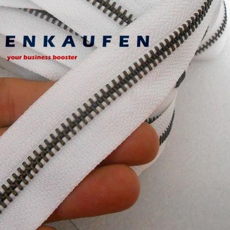 Resleting Zipper YKK Gigi Besi Putih - ATG Bakar Antique Gold Meteran
