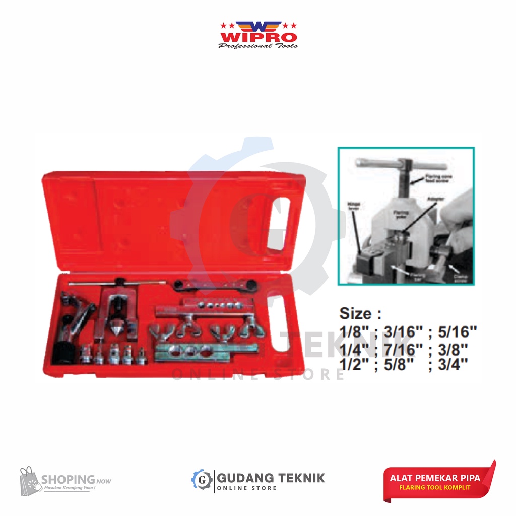 Alat Kunci Pemekar Pipa WIPRO CT-278-L / Flaring Tools Komplit WIPRO CT278L - Alat Pemekar Pipa Tembaga WIPRO CT 278 L