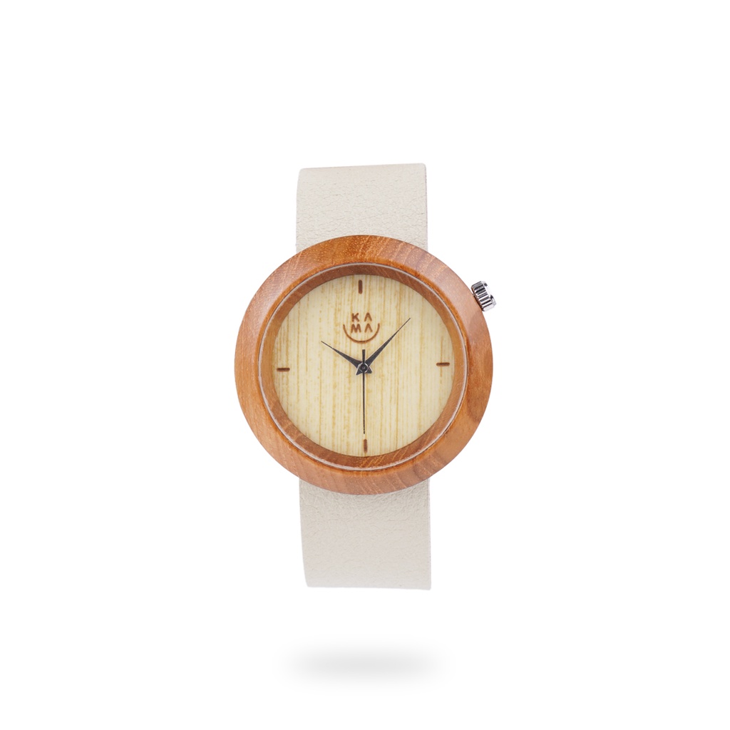 Kama Watch Jam Tangan Kayu Jati Dial Putih