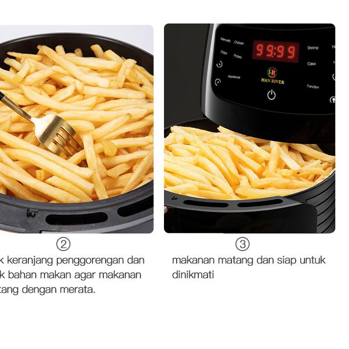Langsung Order HAN RIVER Air Fryer Electric 4.5L touch screen 1200watt