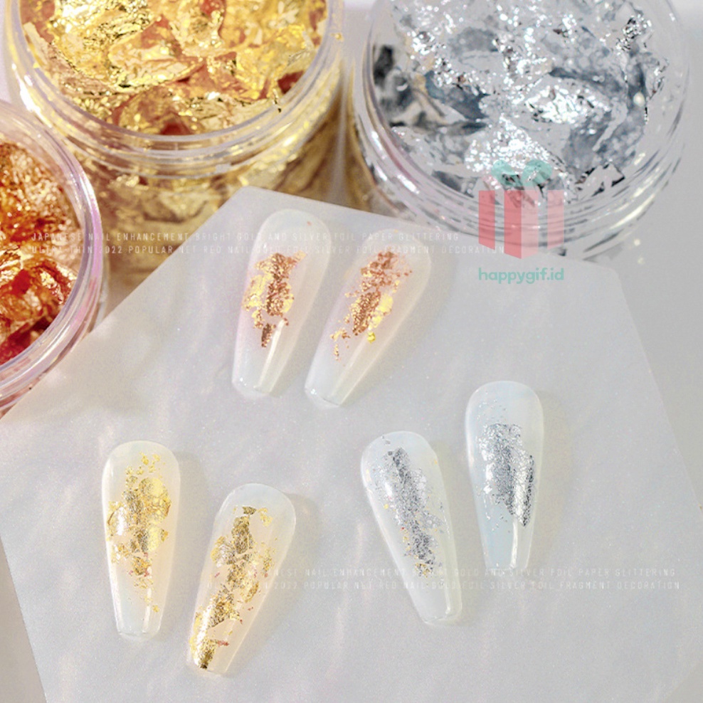 Foil Paper Aluminium Flakes / Kertas Foil Nail Art Professional dekorasi kuku KU039