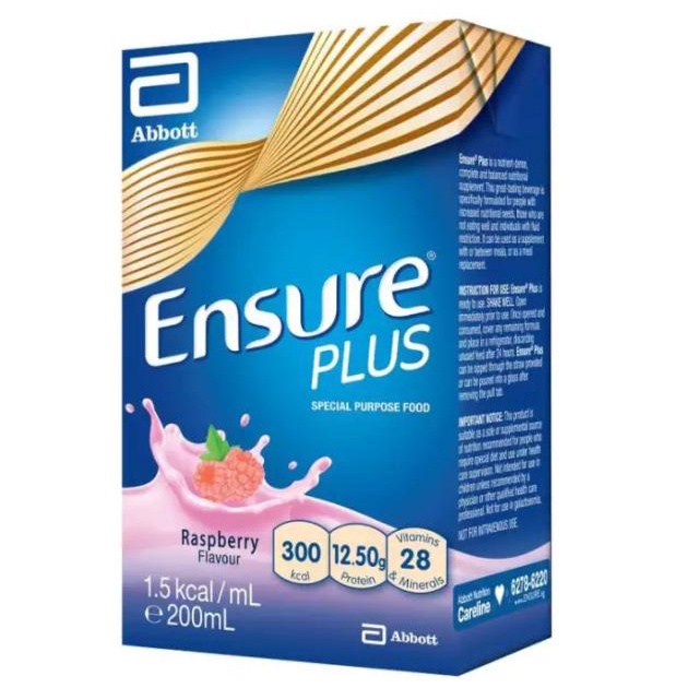 

[ COD ] Abbott Ensure Plus Packet Milk - Raspberry 27 x 200ml