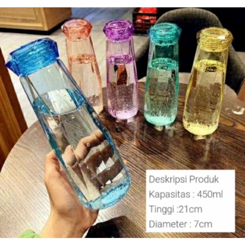 Jual Botol Minum Kaca Kristal 450ml Crystal Glass Bottle 450ml Botol Minum Cantik Botol 9566