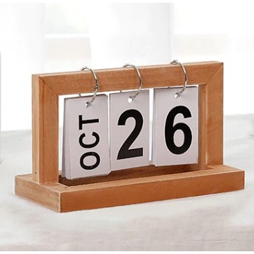 

kalender meja kayu / kalender duduk vintage / kalender estetic / kalender abadi