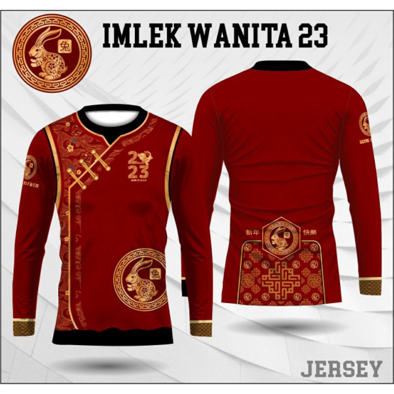 cheongsam wanita cheongsam cewek Imlek 2023 lengan panjang Jersey cheongsam free nama logo