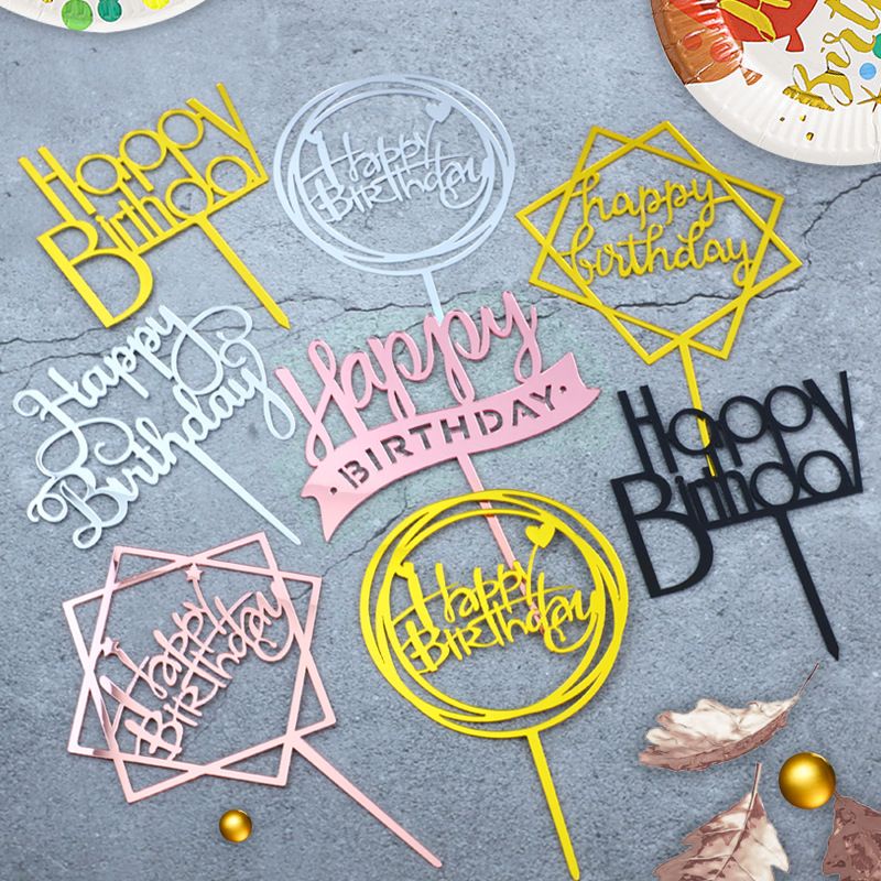 10 Pcs Topper Cake Acrylic Happy Birthday (Big)
