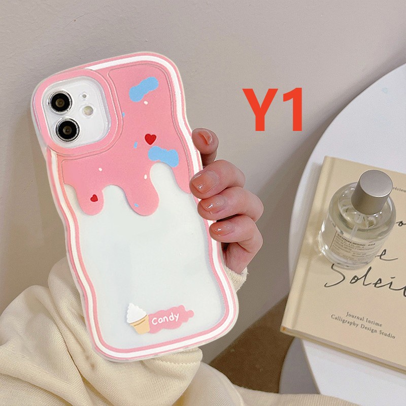 Case VIVO Y36 Y02 Y12 Y15s Y22s Y02A Y02s Y75 Y15A Y02T Y35 Y16 Y22 V25 V20 Y33s Y20 Y21 Y17 Y20i Y30 Y11 Y15 Y91 Y11s Y21T Y91C Y12i Y20s G Permen Musim Panas Ice Cream Wavy Soft Case