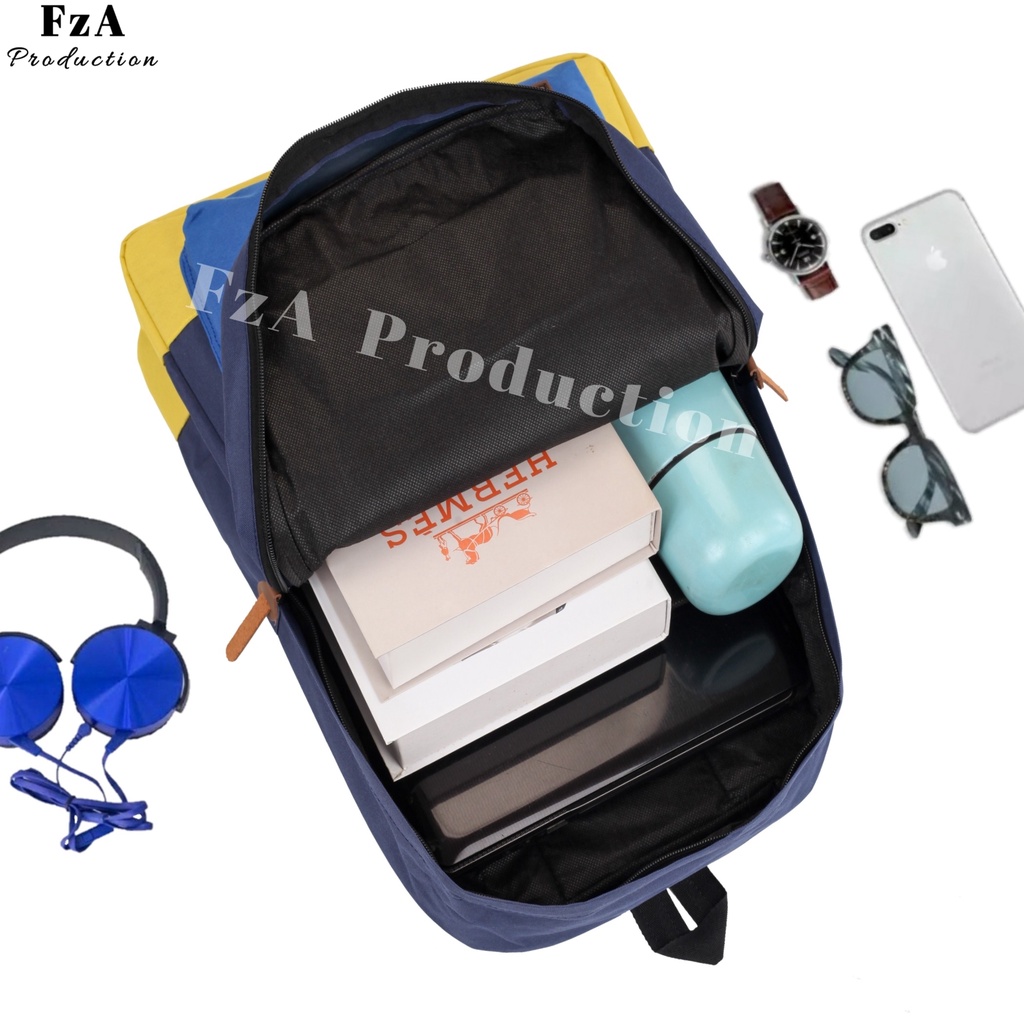 Tas Ransel Punggung Distro Casual Pria Wanita / Tas Ransel Laptop Original - FzA Gratis Jam Tangan Sport