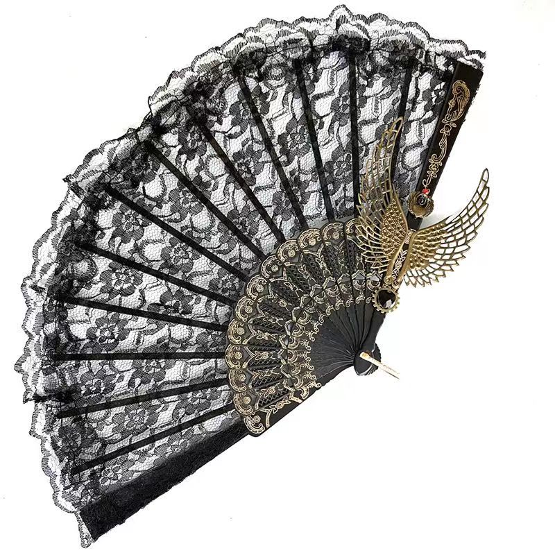 Gothic's Style Lace Heart Wings Hand Fan 8580