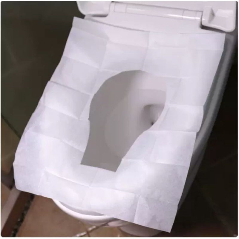 Isi 10 Kertas Alas dudukan Toilet Travel Disposable cover Pelindung Alas Toilet