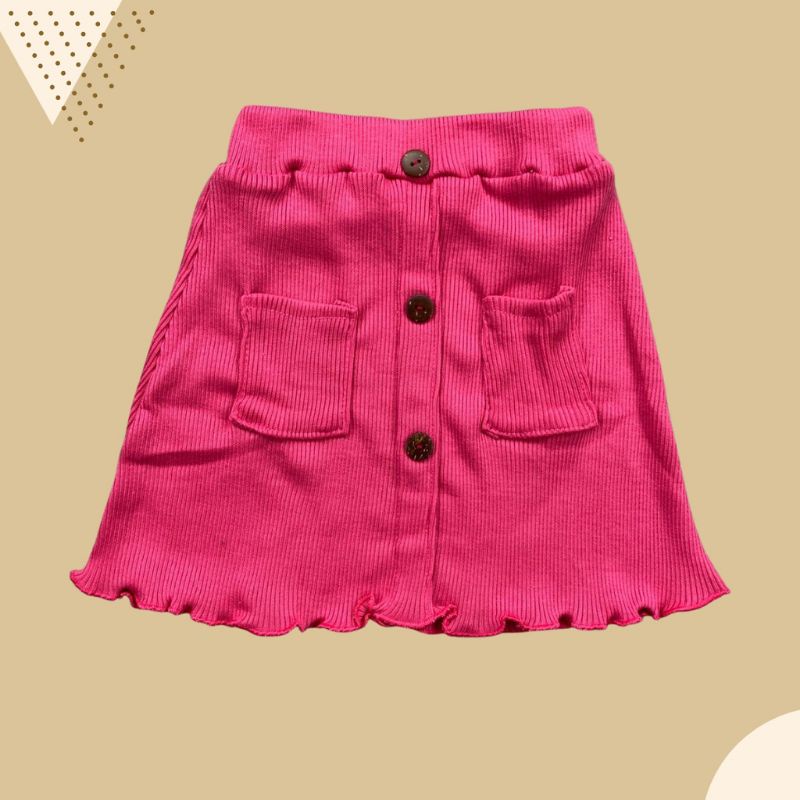 Rok Rib Anak Perempuan Curly Ruffle Knit Tee Rib Rib 1-5 Tahun