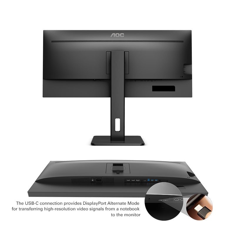 Monitor LED AOC U34P2C IPS 34inch 2K WQHD 75Hz 4ms 1440P 34&quot; USB-C