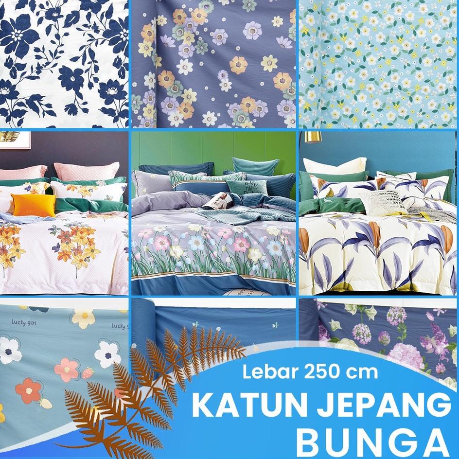 DOP.18Oc22υ ‣ KAIN SPREI KATUN JEPANG MOTIF BUNGA KECIL-KECIL LEBAR 250 METERAN