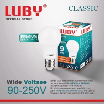 Lampu LED LUBY Classic 9 Watt Bohlam Bulb 9W W cahaya putih Cool Daylight CDL 6500K E27