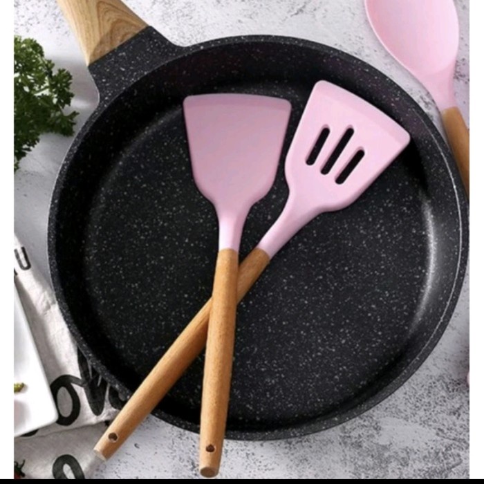 M40 Silicone Utensil Spatula/Spatula Sodet Silikon Turner Gagang Kayu