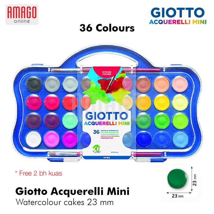 

Limited Giotto Acquerelli Mini - Watercolour Cakes - 36 Warna - 23 Mm - 352700 Bergaransi