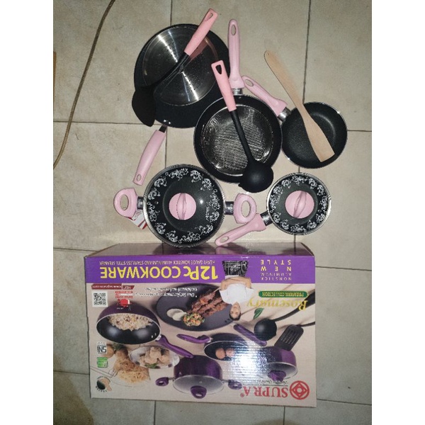 Supra Cookware Set Premium 12pcs / Panci Set Supra 12pcs  GOJEK