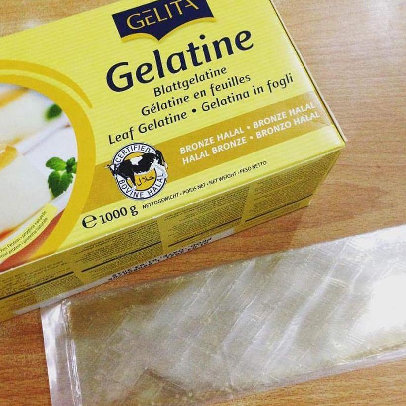 

KODET9f9E--Gelita gelatin Lembaran (sheet) 1pack = 5 sheet repack gelatin sheet halal