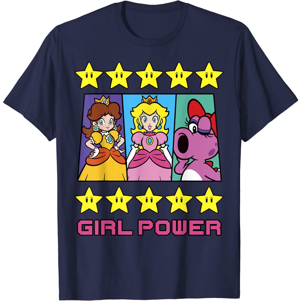 Baju Kaos Anak Super Mario Daisy Peach Birdo Girl Power Poster T-Shirt Pakaian Fashion Atasan Anak l