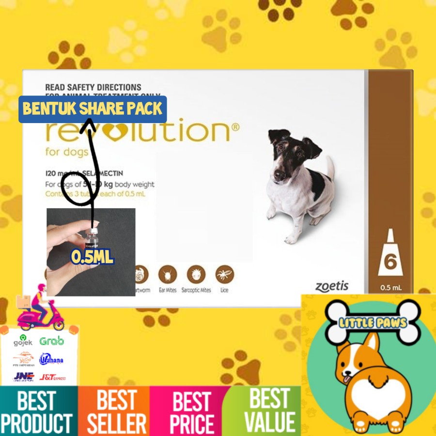 Revolution Dog Small Brown Untuk 5 - 10kg Obat Kutu Anjing Original REPACK