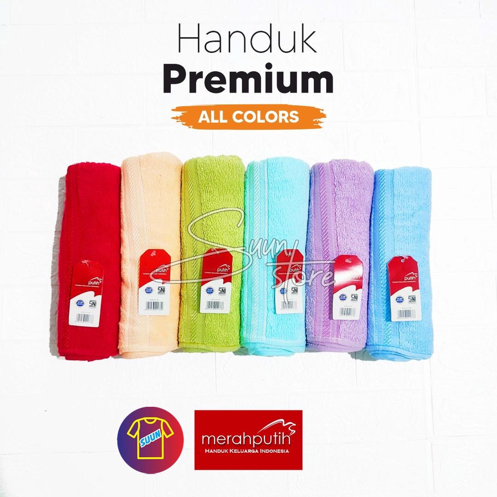 HANDUK MANDI DEWASA / MERAH PUTIH HANDUK POLOS KECIL / SEDANG / BESAR