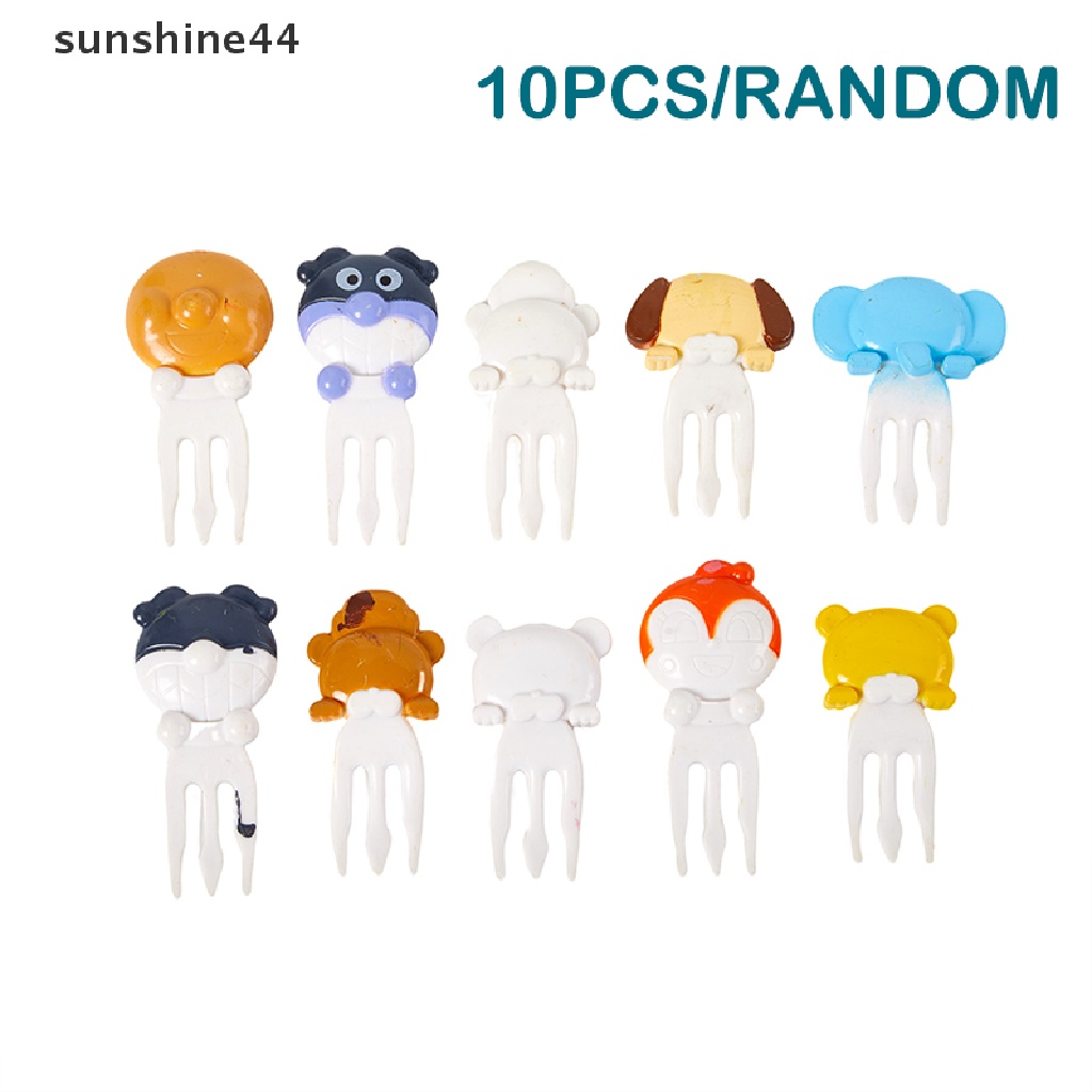 Sunshine 10pcs / Set Garpu Buah / Kue / Dessert Bentuk Kartun Hewan Untuk Perlengkapan Makan / Dapur