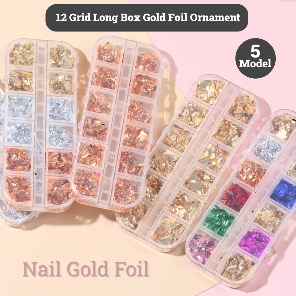 MSY Stiker Nail Foils Glitter Dekorasi Pot&amp;Kotak Nail Art 3D / Hiasan Kuku Flakes Foils Nail