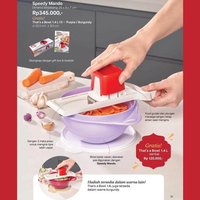 Tupperware speedy mando free bowl 2pcs alat pengiris bawang dll
