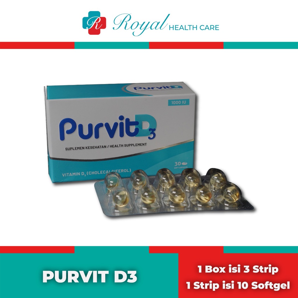 PURVIT D3 1000IU STRIP 10 SOFTGEL Membantu Mememenuhi Kebutuhan Vit D