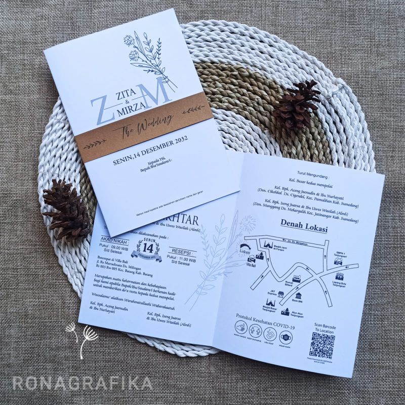 UNDANGAN SABUK / UNDANGAN HITAM PUTIH ELEGAN MURAH DAN MEWAH