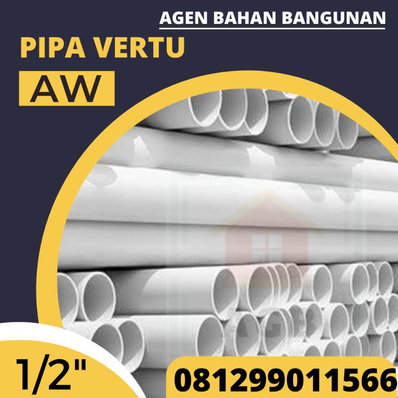 Pipa PVC 1/2" Inch Vertu AW (Harga Grosir / Harga Termurah) 3,9 Meter