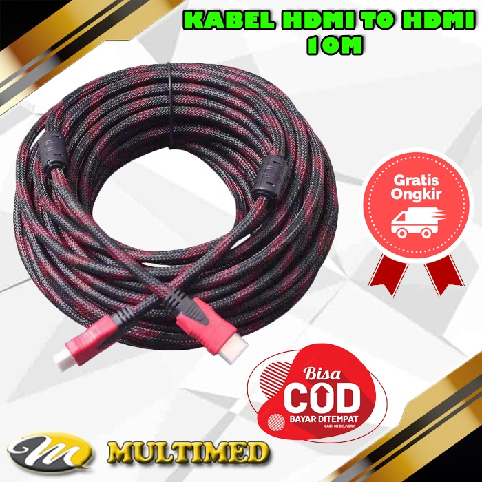 Kabel HDMI To HDMI 10 Meter Jaring Male to Male
