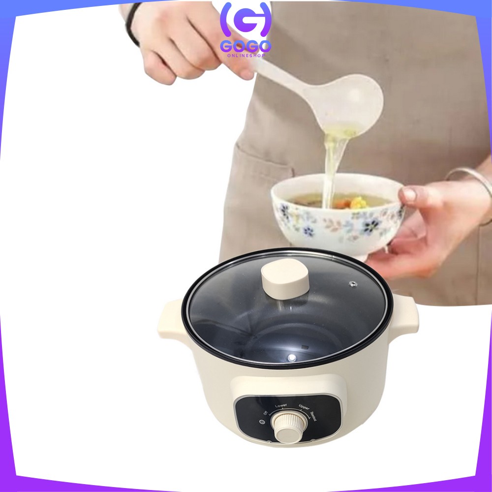 GOGO-C428 Panci Listrik Serbaguna Portable Multifungsi Electric Fry Pan Anti Lengket Electric / Panci Listrik Lapisan Keramik Teflon / Electric Cooking Pot