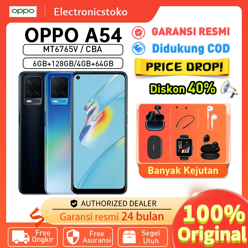 OPPO A54 RAM 6GB ROM 128GB  5000mAh BATTERY WITH 18W FAST CHARGE COD 100% original Garansi Resmi