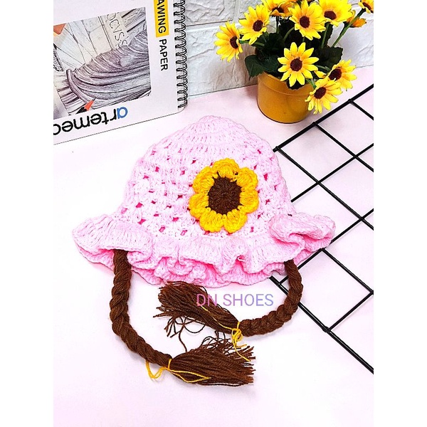 Topi Kepang Anak Bayi Topi Rajut Anak Kupluk Bayi Topi Anak Perempuan Rajut Lucu Motif Pita