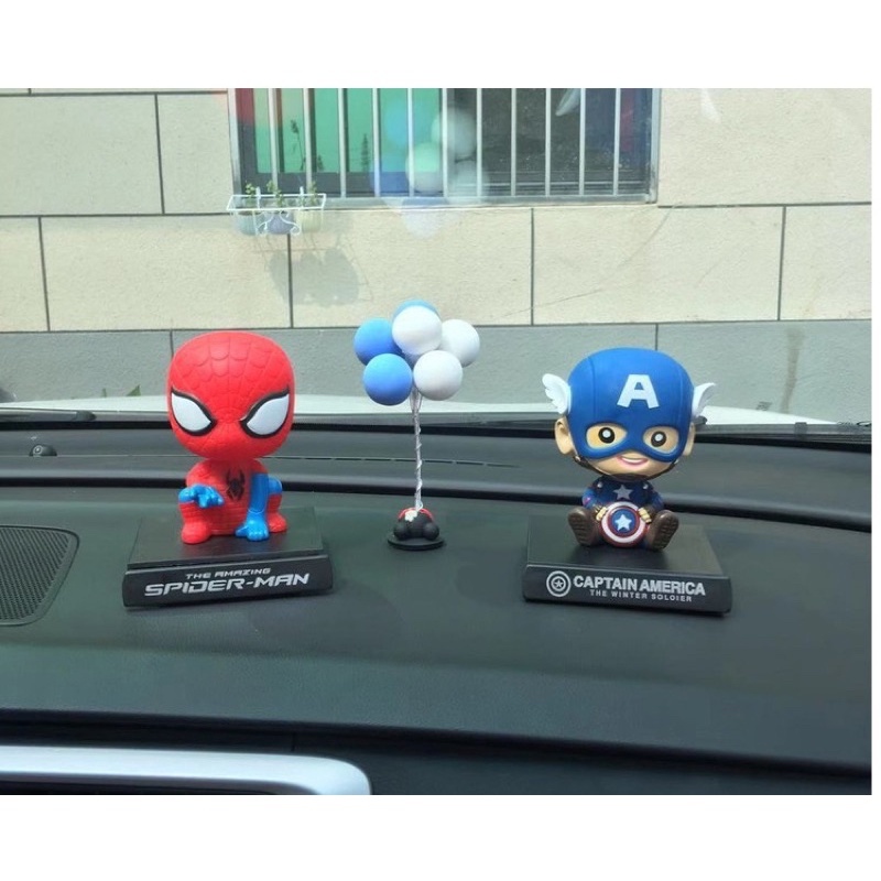 pajangan  mobil spiderman satuan bukan set Pajangan Dashboard Mobil Figure Bobble head Pajangan Goyang Avengers Superhero Batman Superman Spiderma