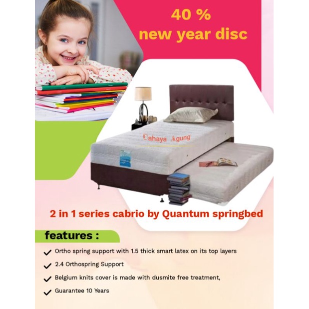 Springbed Kids 2 In 1 Cabrio White full set by Quantum springbed