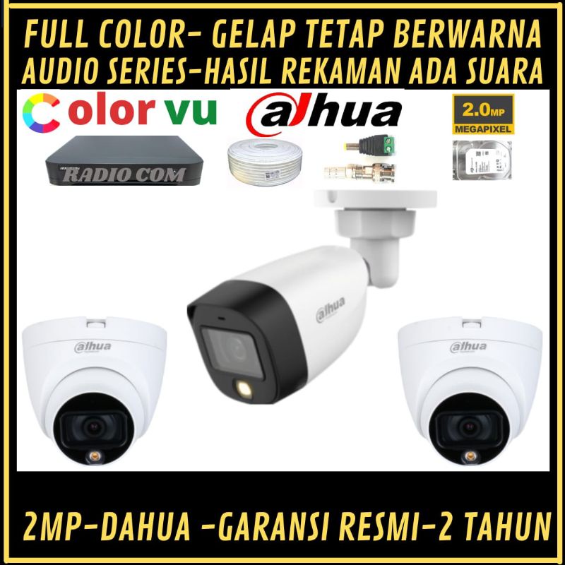 PAKET CCTV DAHUA 2MP FULL COLOR 4 CHANNEL 3 KAMERA AUDIO SERIES COLORVU