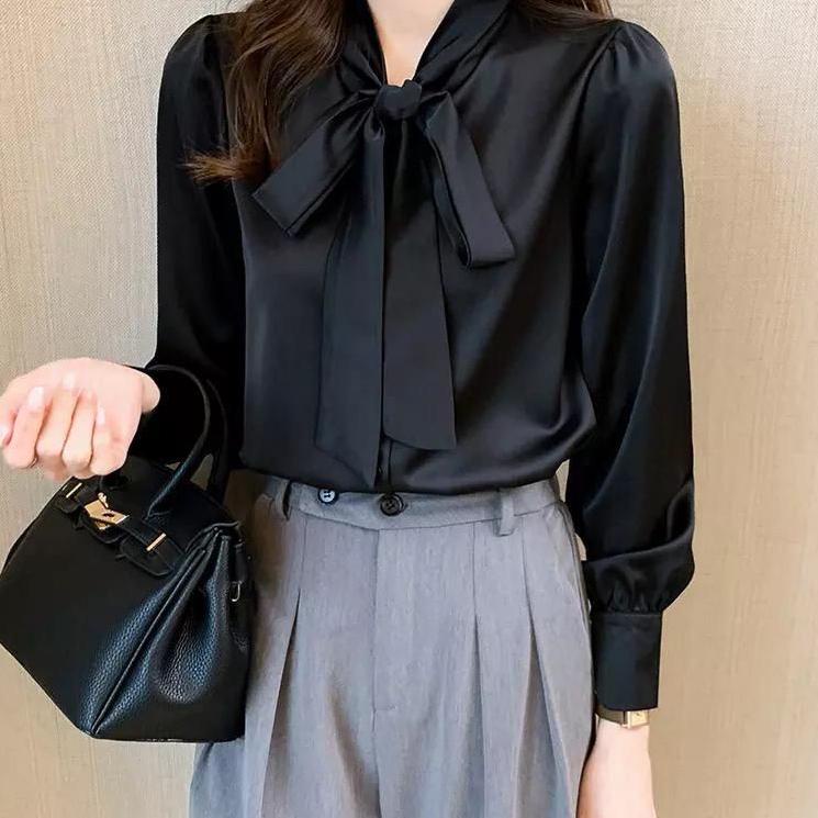 New Mart--Dalisa blus wanita - Baju kerja wanita - blouse korean style - atasan wainta - kemeja puti