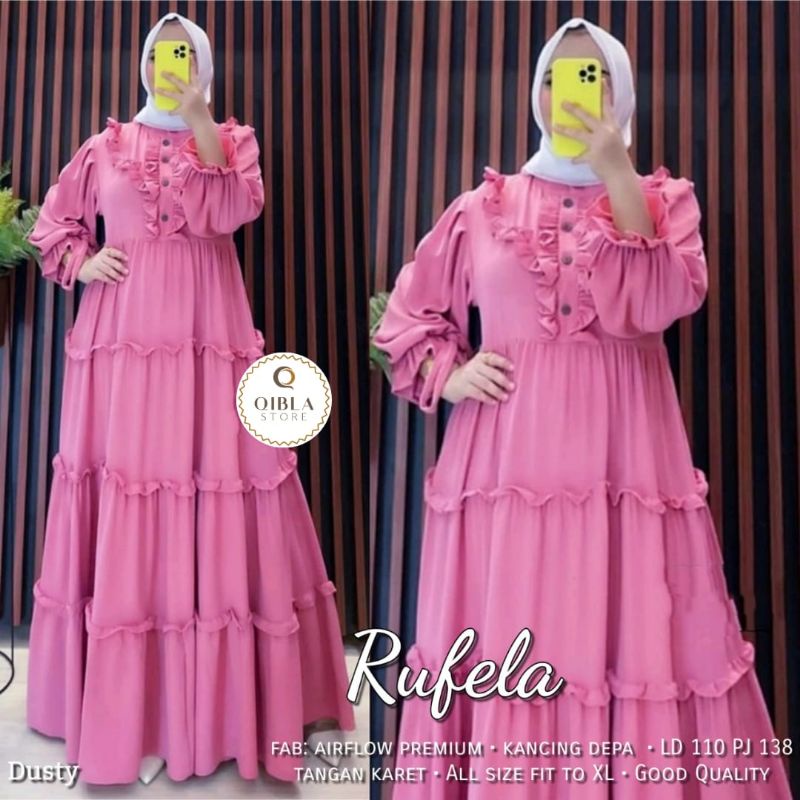 Gamis wanita airflow premium / Rufela Dress by Qibla