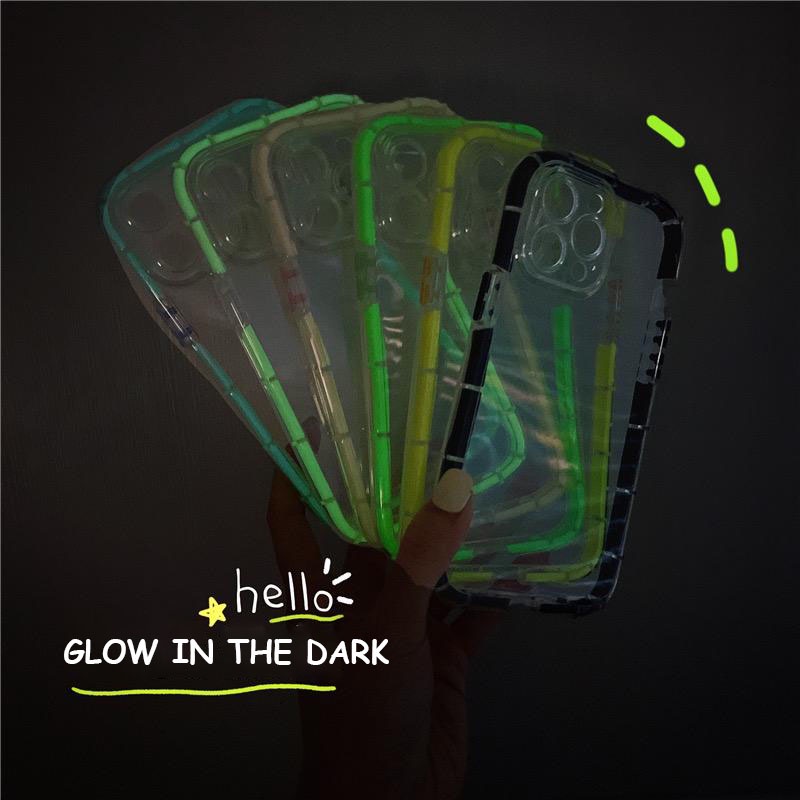 [TPC] Soft Case Luminous IPHONE Glow In The Dark Bumper Shockproof Clear Transparant GLOW IN THE DARK IPHONE FULL COVER IPHONE 7 8 PLUS X XS MAX XR 11 12 13 PRO MAX HP - IP057
