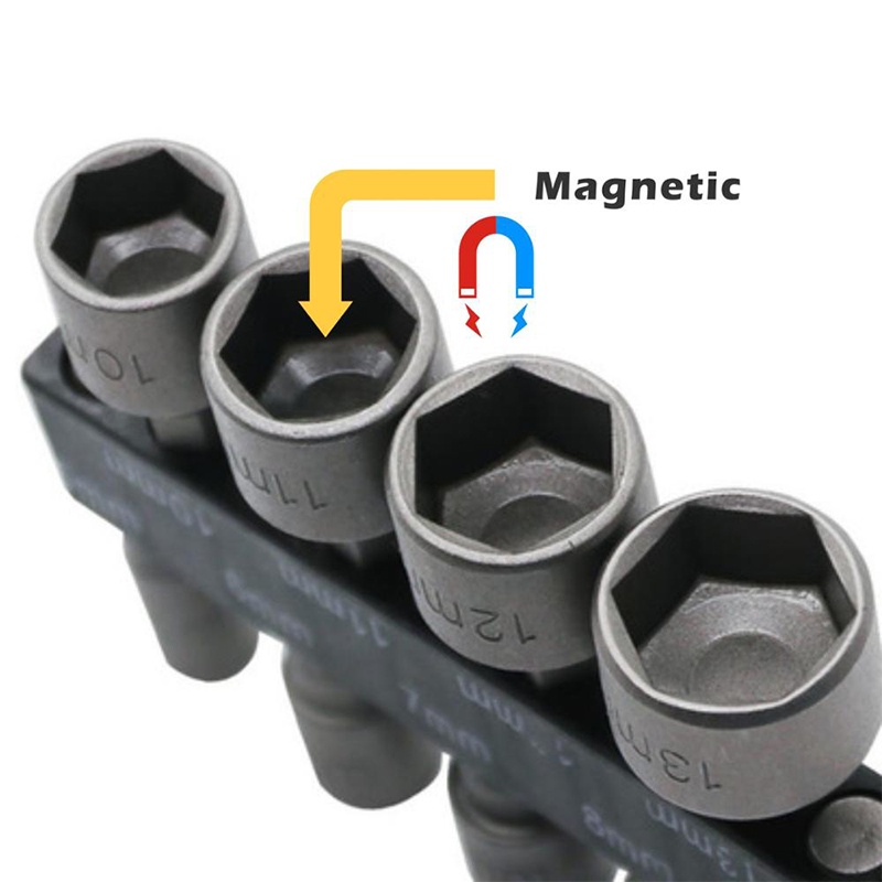 【9 PCS】Mata Bor Sock Baut Roofing Adaptor/Mata Bor Hex Nut Soket/Power Nut Wrench Hexagonal Baut Baja Ringan